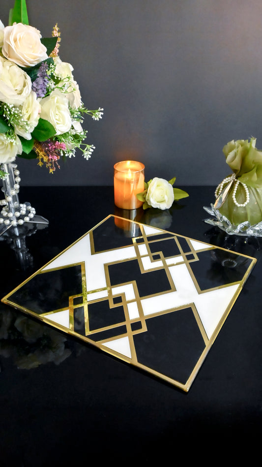 Black & White Gold Rhombus: Placemat