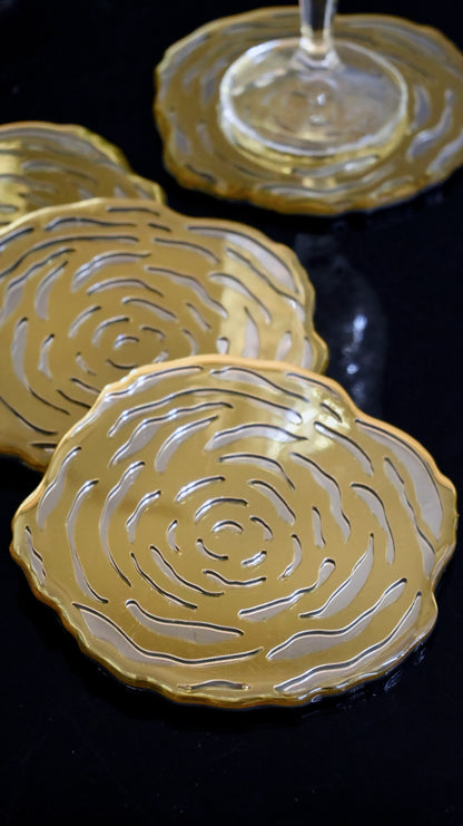 Golden Silver Rossette: Coaster (Set Of 4)