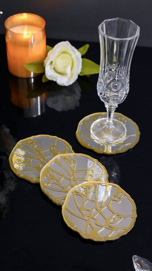 Golden Silver Broken Tree: Coaster (Set Of 4)