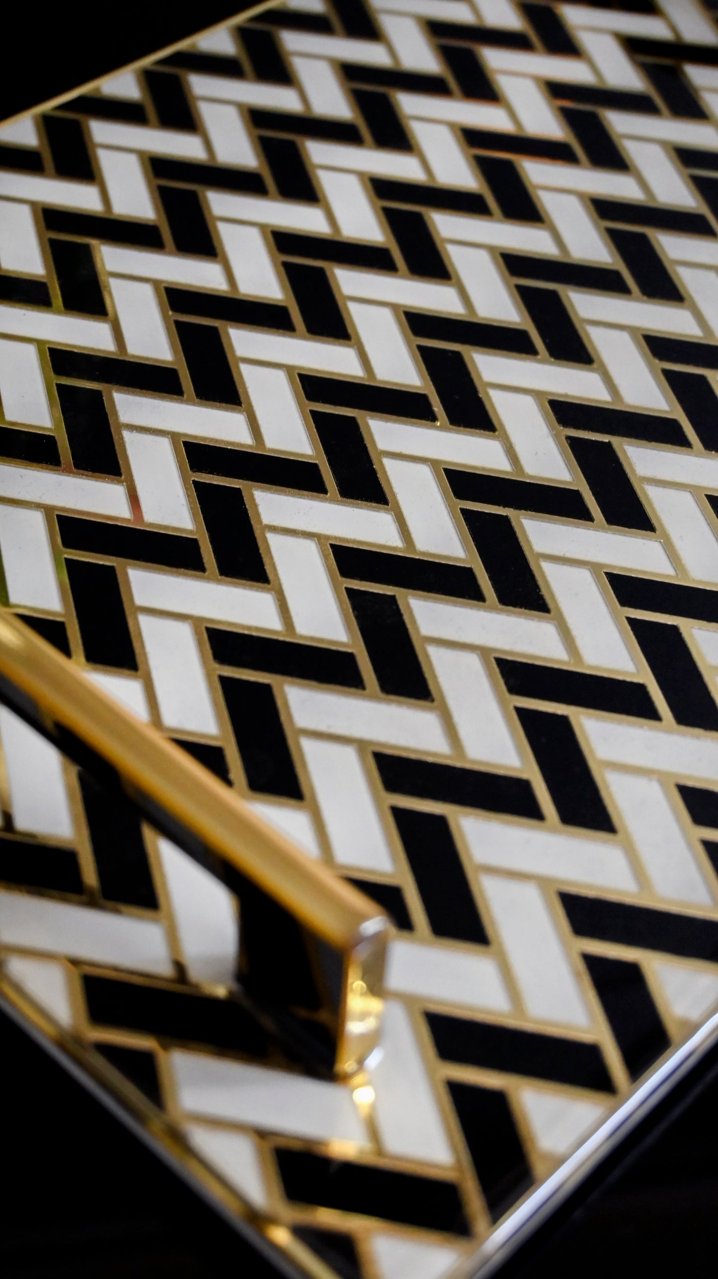 Black & Gold Chevron: Large Tray