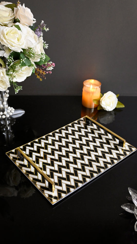 Black & Gold Chevron: Standard Tray