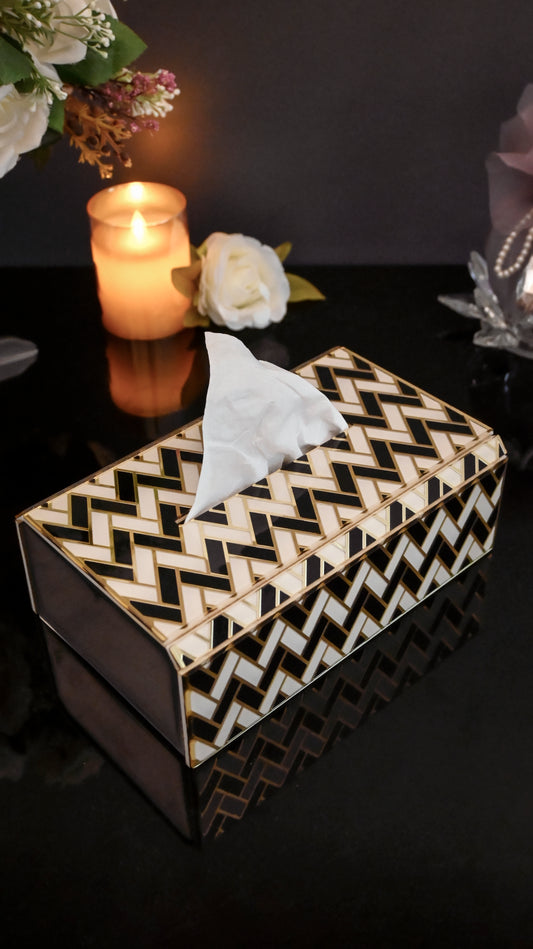 Black & Gold Chevron: Tissue Box