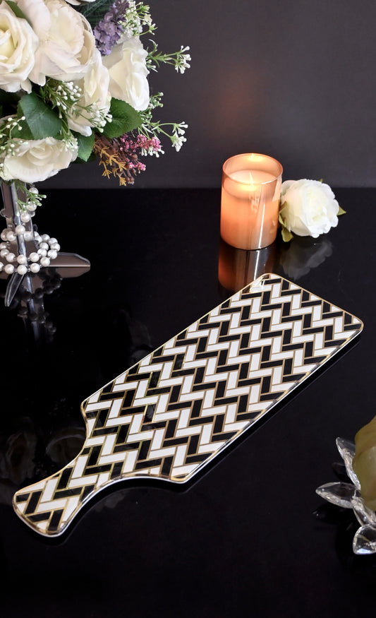 Black & Gold Chevron: Bat Platter