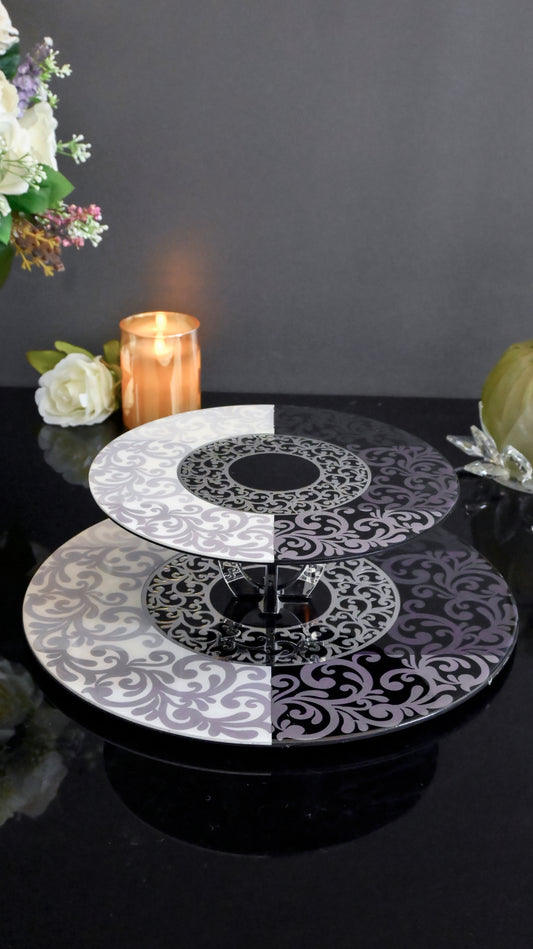 Black & White Imperial: 2 Layer Cake Stand
