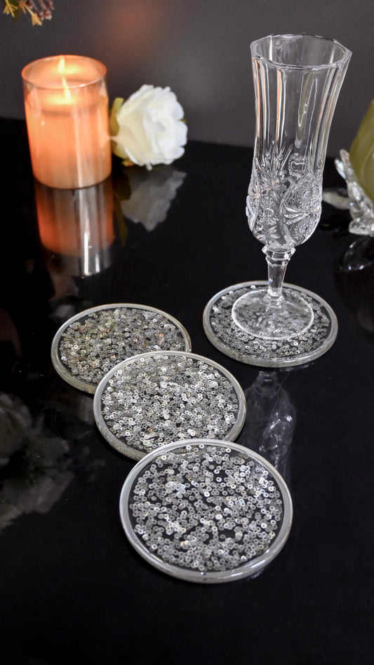 Silver Sequins: Coaster (Set Of 4)
