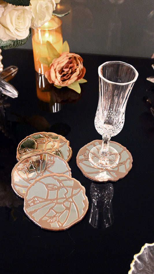 Rose Gold Silver Broken Tree: Coaster (Set Of 4)