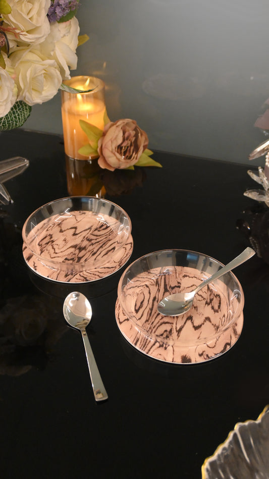 Oak Elegance: Dessert Bowls (Set of 2)
