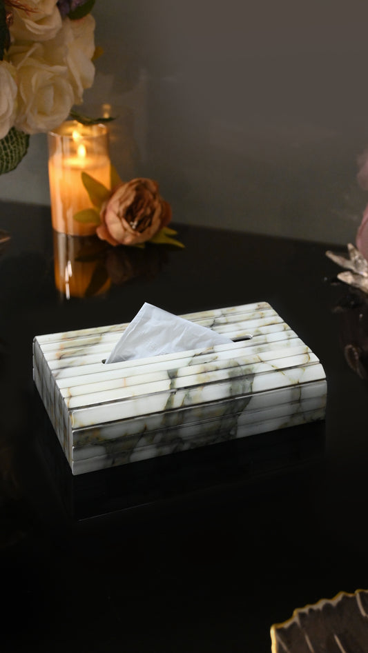 Fluted Marble Green: Flexi Sleek Tissue Box