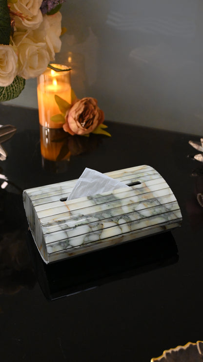 Fluted Marble Green: Flexi Oval Tissue Box
