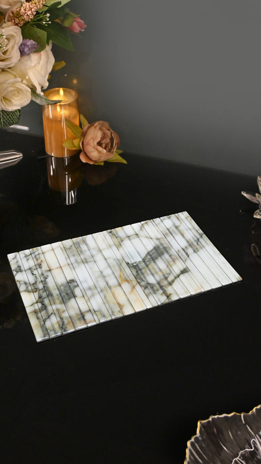 Fluted Marble Green: Flexi Placemat (13" x 7.5")