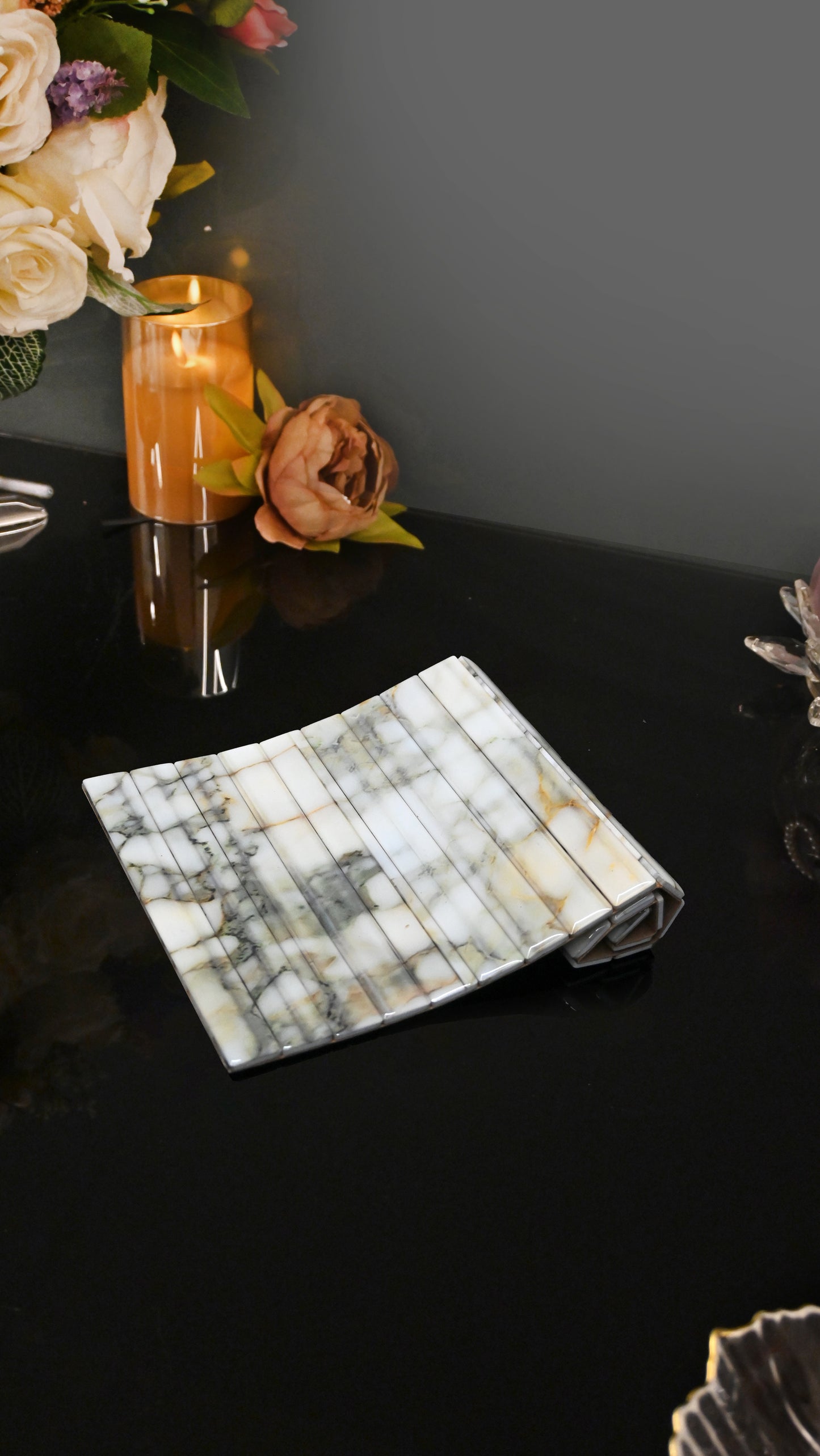 Fluted Marble Green: Flexi Placemat (13" x 7.5")