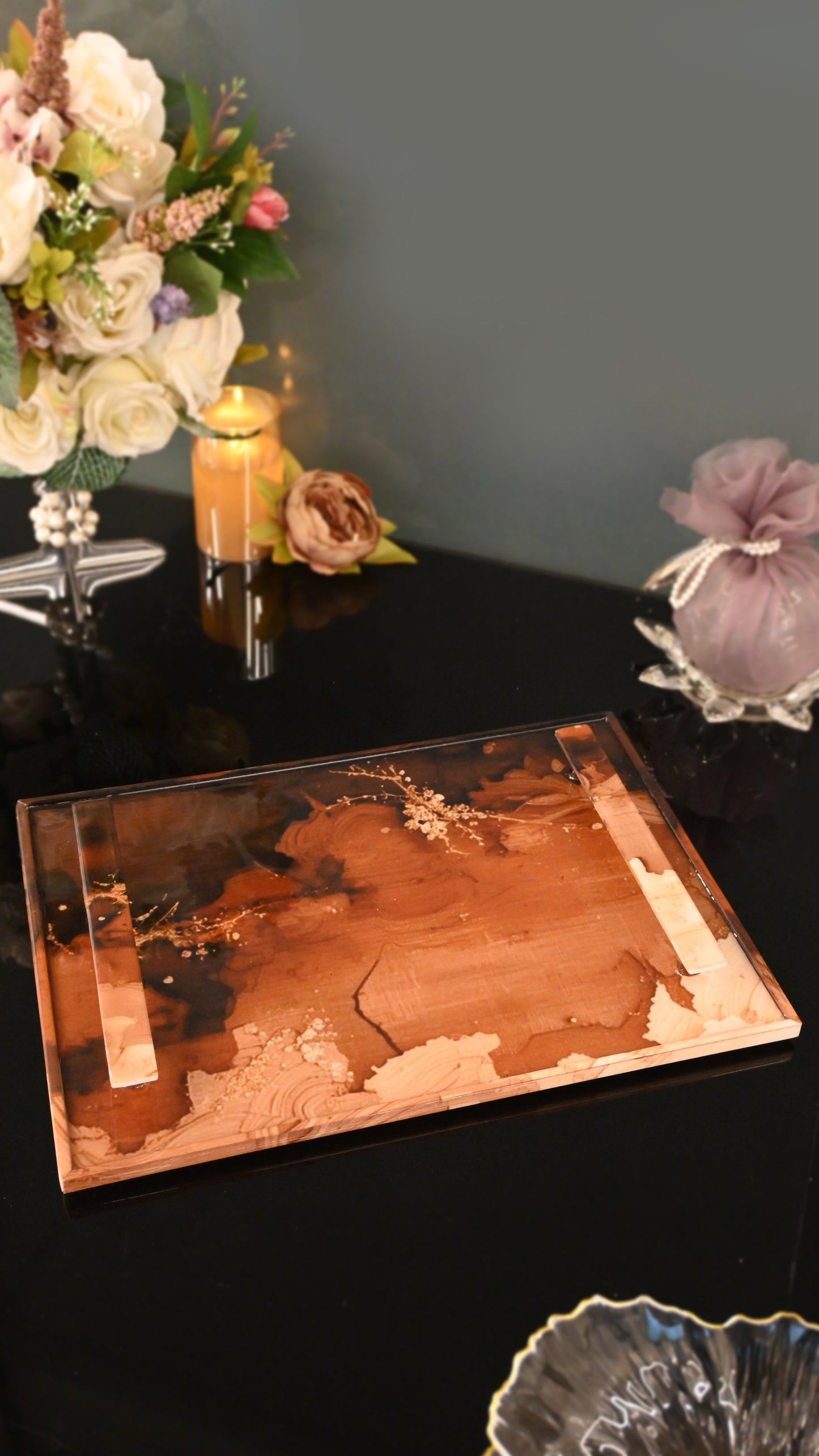 Golden Fade: Rectangular Border Tray