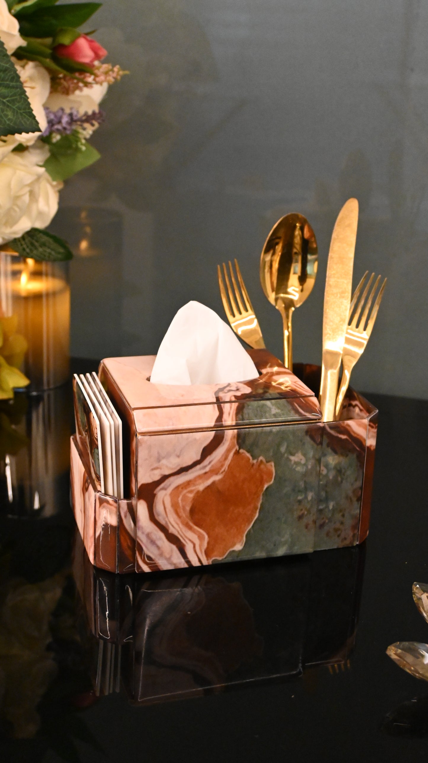Earth Marble: Tissue Box Organiser