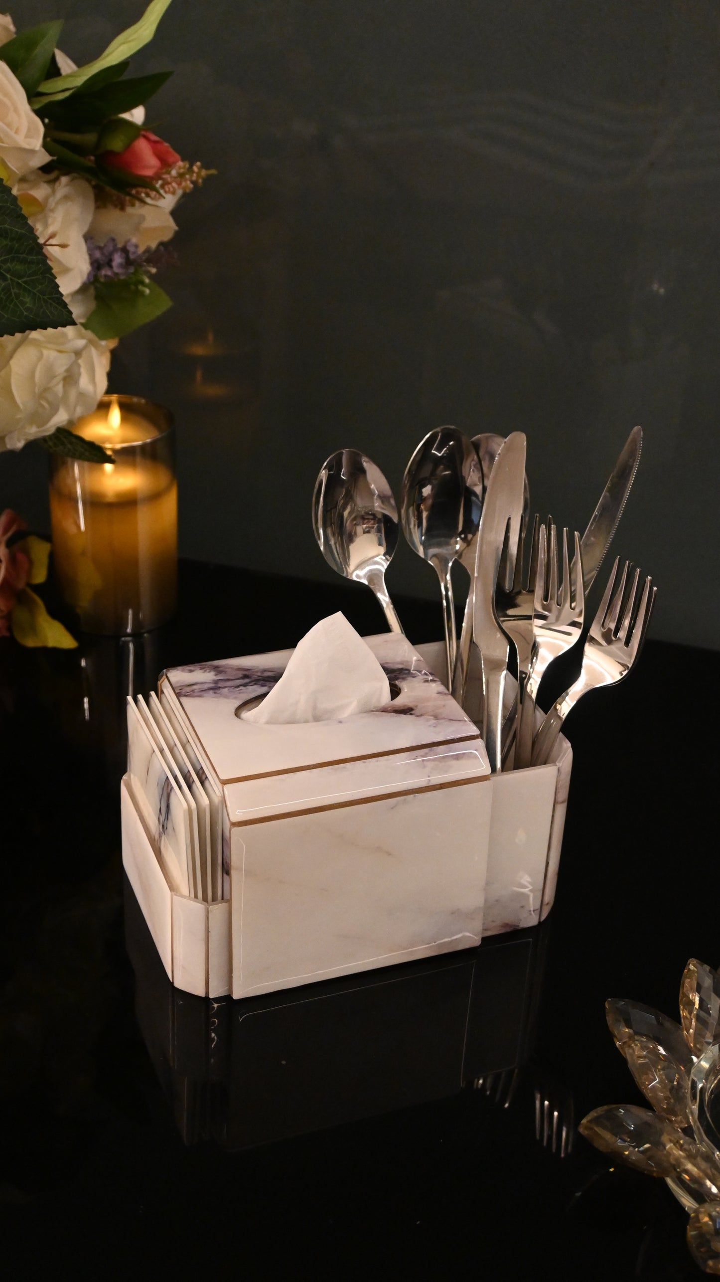Italian Marble: Tissue Box Organiser