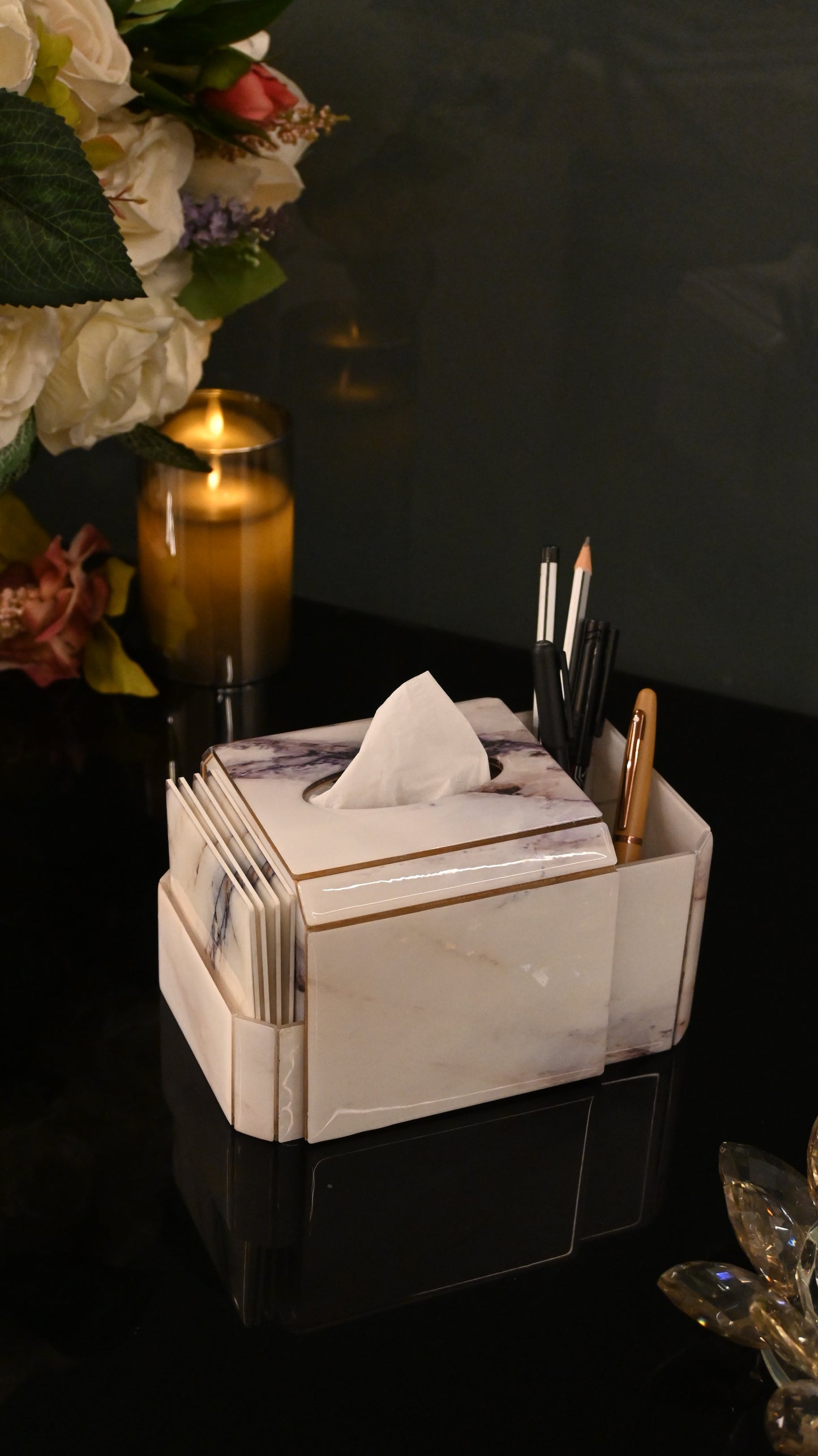 Italian Marble: Tissue Box Organiser
