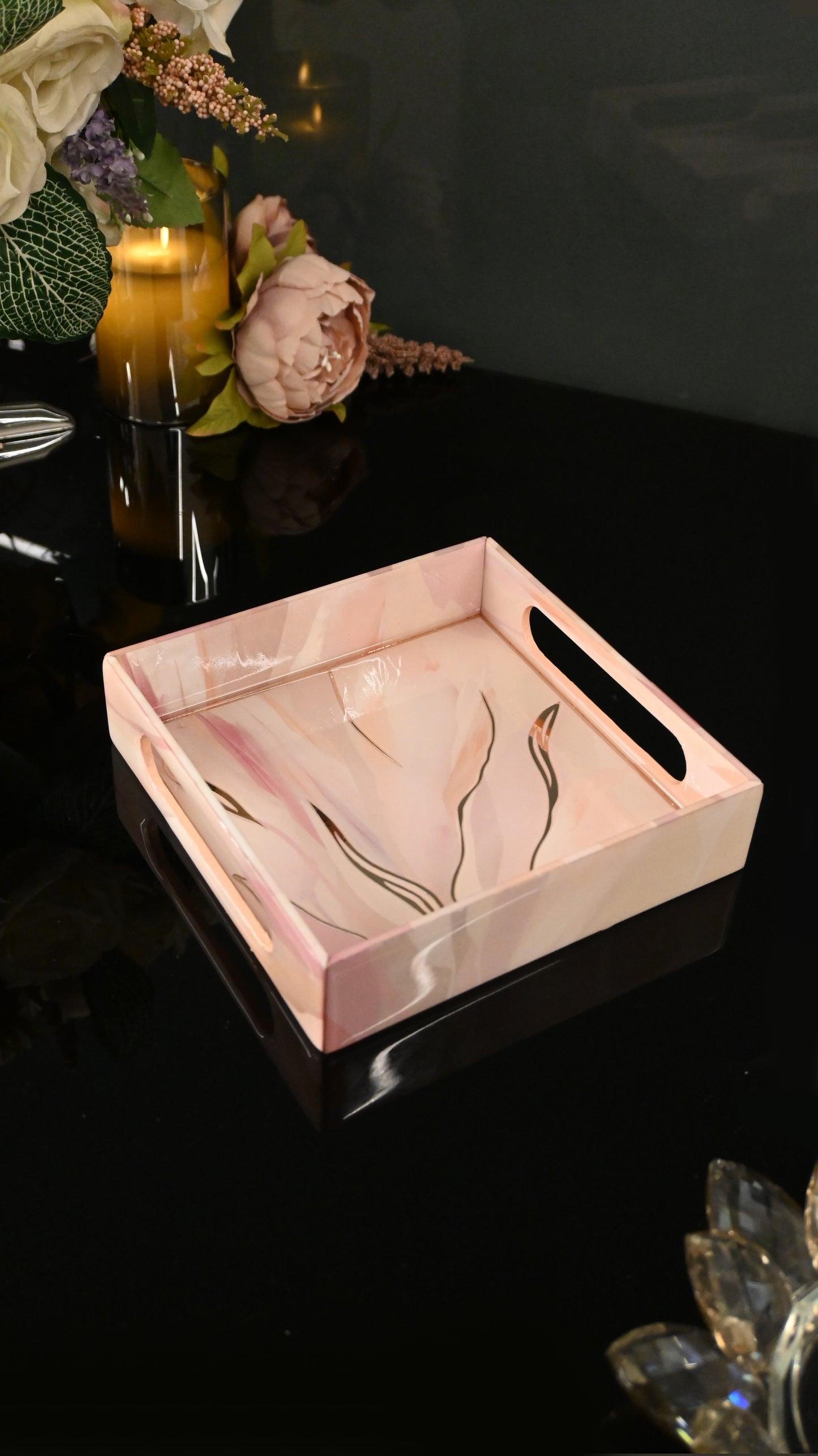 Pink Bloom: Square Wall Tray