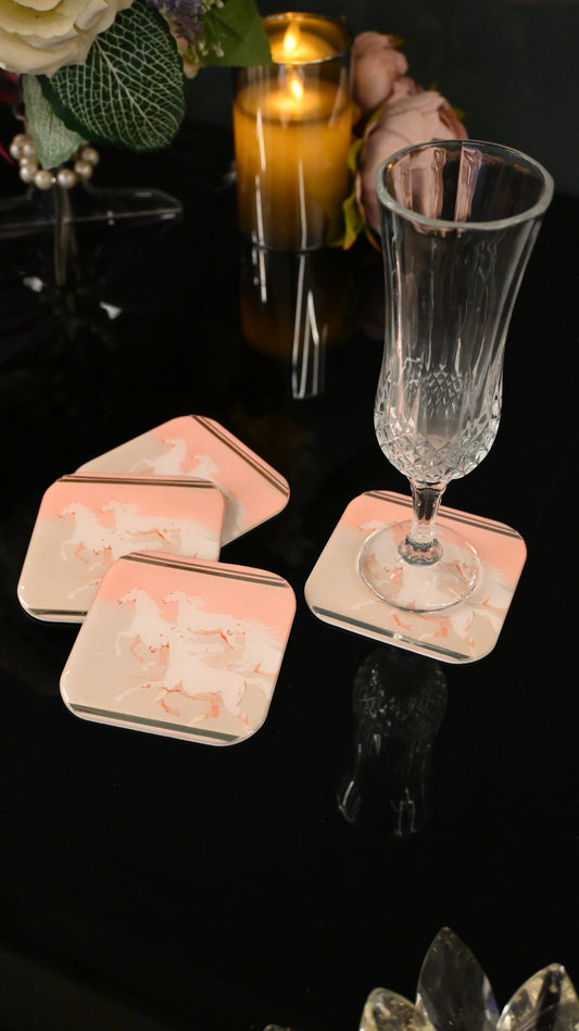 Stallion: Coasters with Coaster Holder (Set of 4)