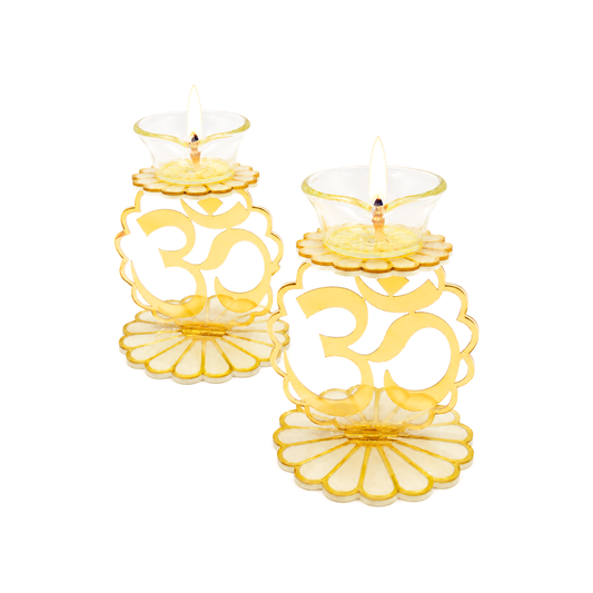 Daisy Gold: Om Single Diya (Set Of 2)