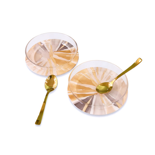 Golden Bloom: Dessert Bowls (Set of 2)