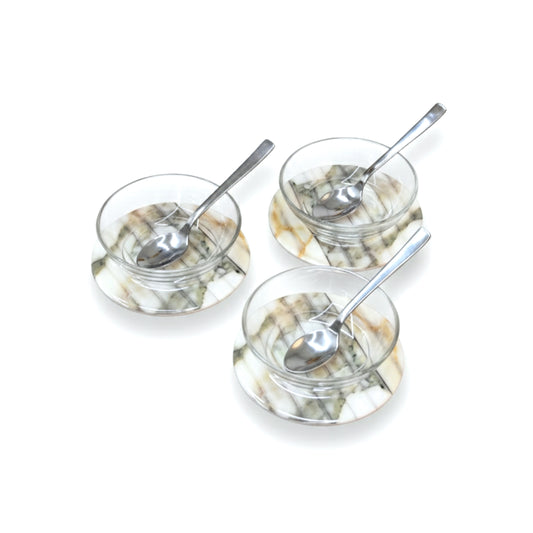 Fluted Marble Green: Dip Bowls (Set of 3)