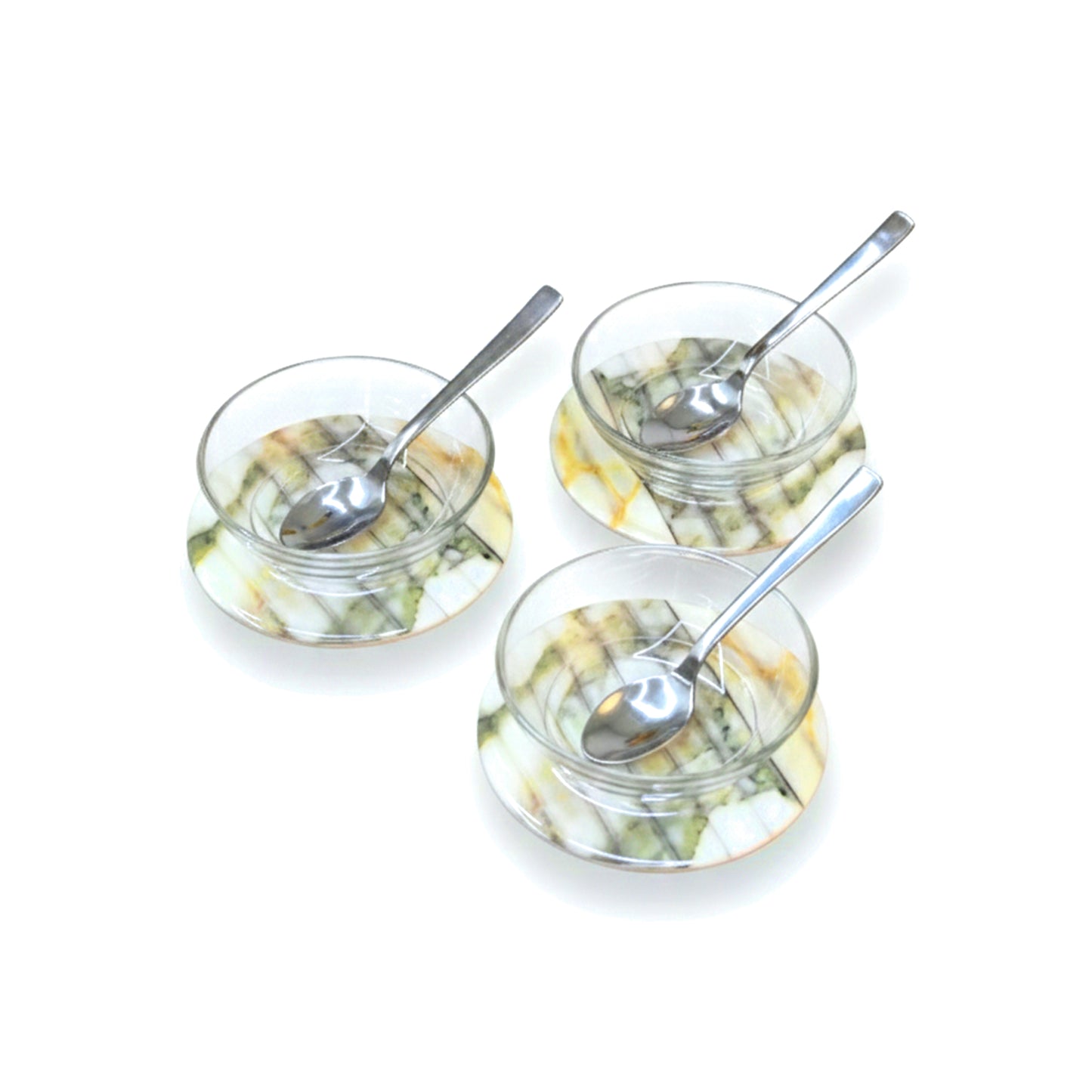Fluted Marble Green: Dip Bowls (Set of 3)
