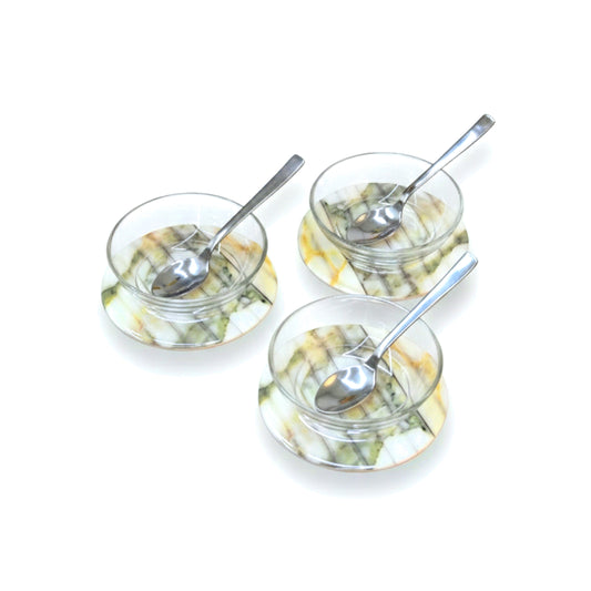 Fluted Marble Green: Dip Bowls (Set of 3)