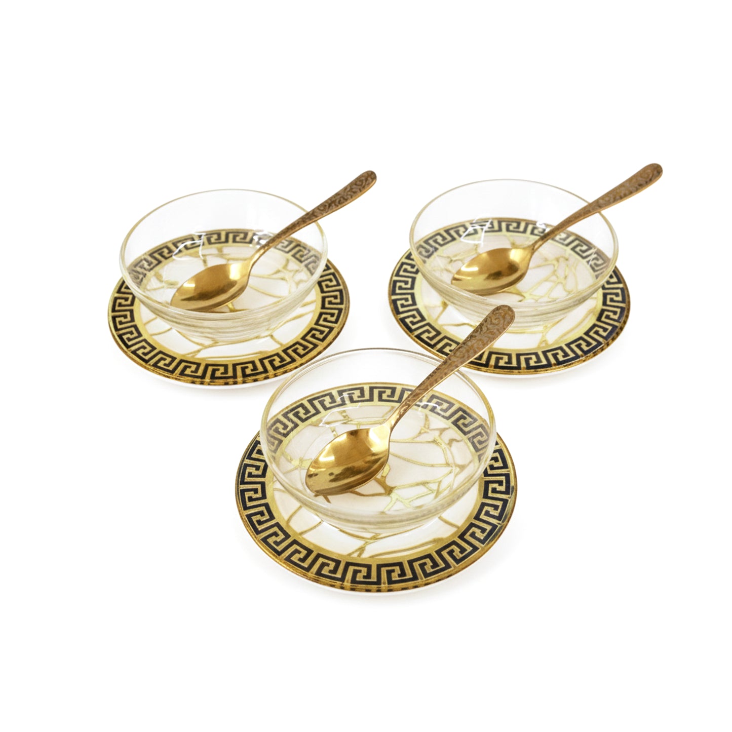 Broken Tree Black White Gold: Dip Bowl (Set Of 3)