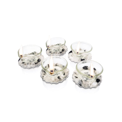 Rose Stones White: Diyas (Set Of 5)