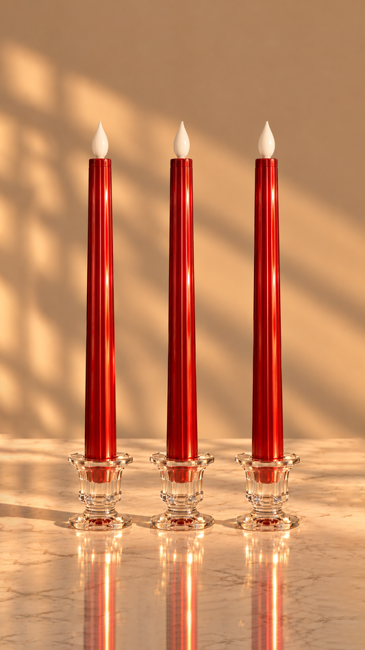 Games Night: Red Sleek Candle (Set of 3)