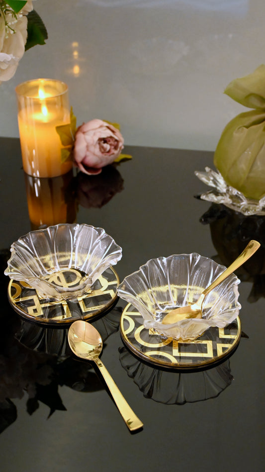 Blocks Black & Gold: Flower Bowl (Set Of 2)