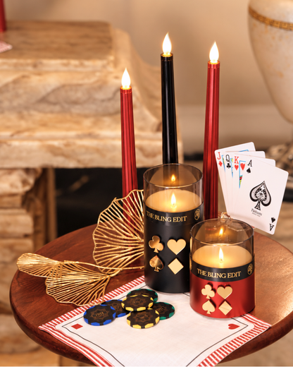 Games Night: Metallic Black Pillar Candle (Set of 3)