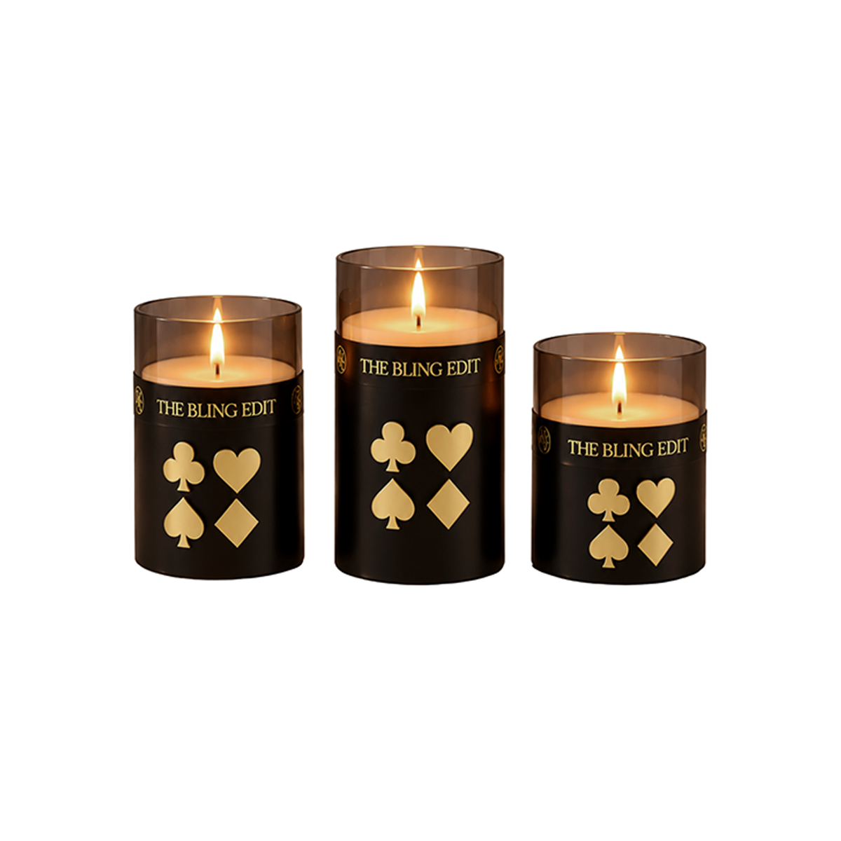Games Night: Metallic Black Pillar Candle (Set of 3)