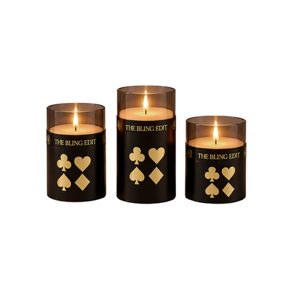 Games Night: Metallic Black Pillar Candle (Set of 3)
