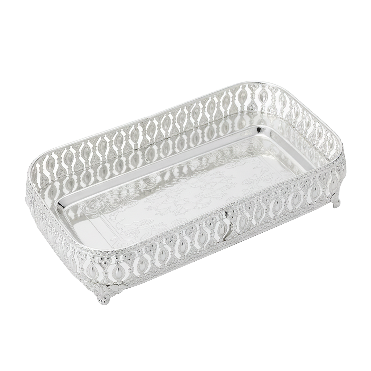 Rose Stones Green:  Large Rectangular Serving Lid With Tray