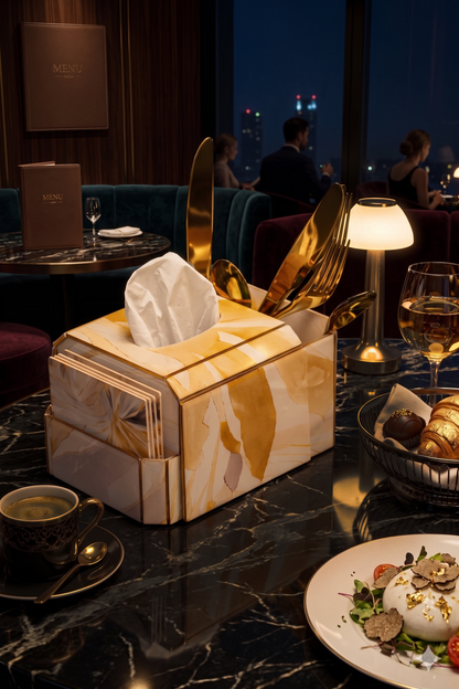 Golden Bloom: Tissue Box Organiser