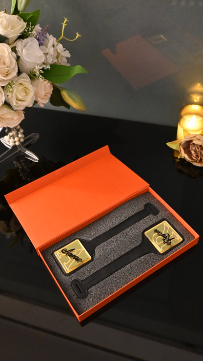 Golden Black PU Luggage Tag (Set of 2)