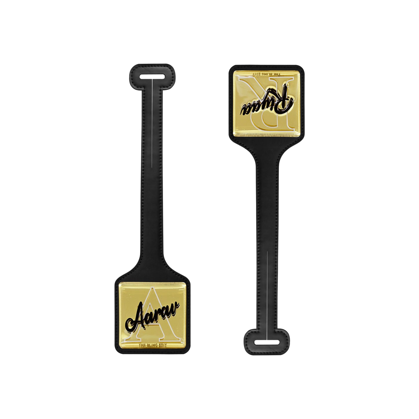 Golden Black PU Luggage Tag (Set of 2)