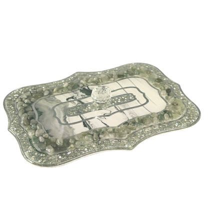 Rose Stones Green:  Large Rectangular Serving Lid With Tray