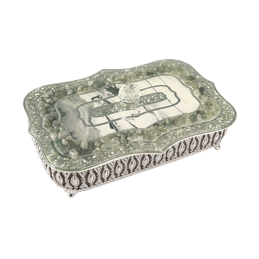 Rose Stones Green:  Large Rectangular Serving Lid With Tray