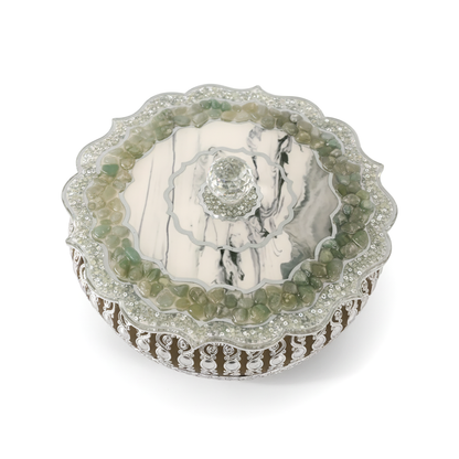 Rose Stones Green:  Large Round Serving Lid with Tray