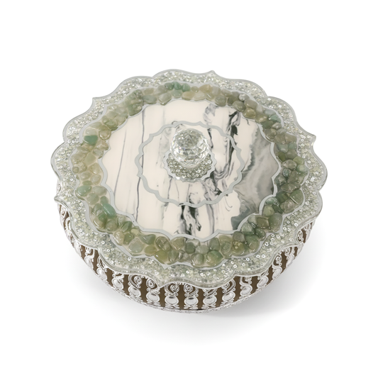 Rose Stones Green:  Large Round Serving Lid with Tray