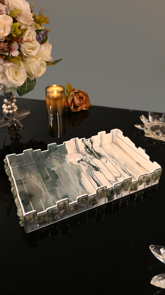 High Low Stones Green: Medium 4 Wall Tray