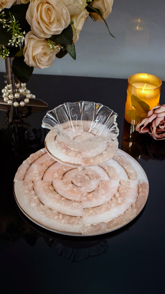 High Low Stone Pink: 2 Layer Platter