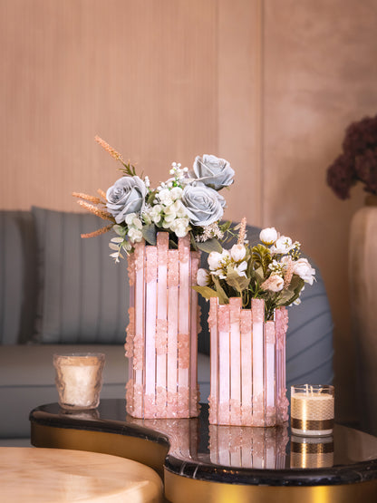 High-Low Stones Pink: Rectangular Vase