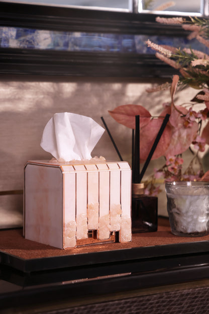 High-Low Stones Pink: Square Tissue Box