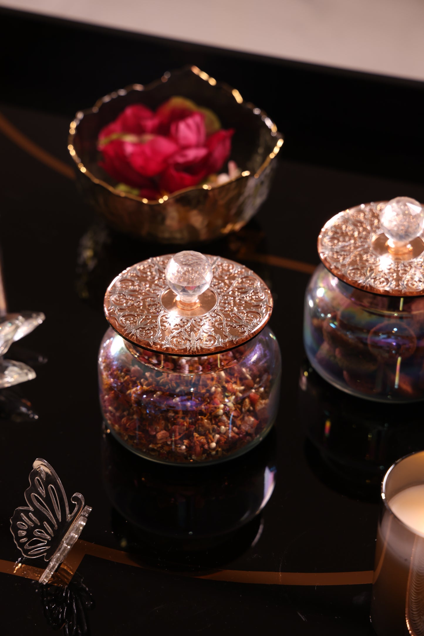 Rosegold Royal With Silver: Jar With Lid