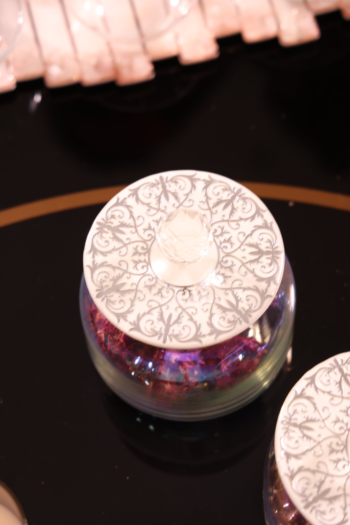 White Royal With Silver: Jar With Lid