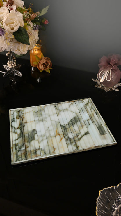 Fluted Marble Green: Large Tray