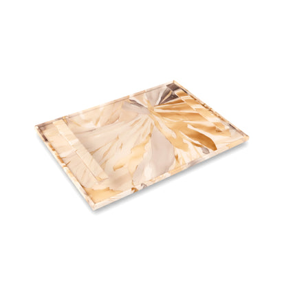 Golden Bloom: Rectangular Border Tray