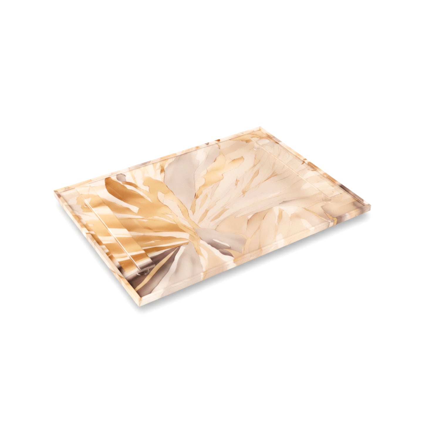 Golden Bloom: Rectangular Border Tray